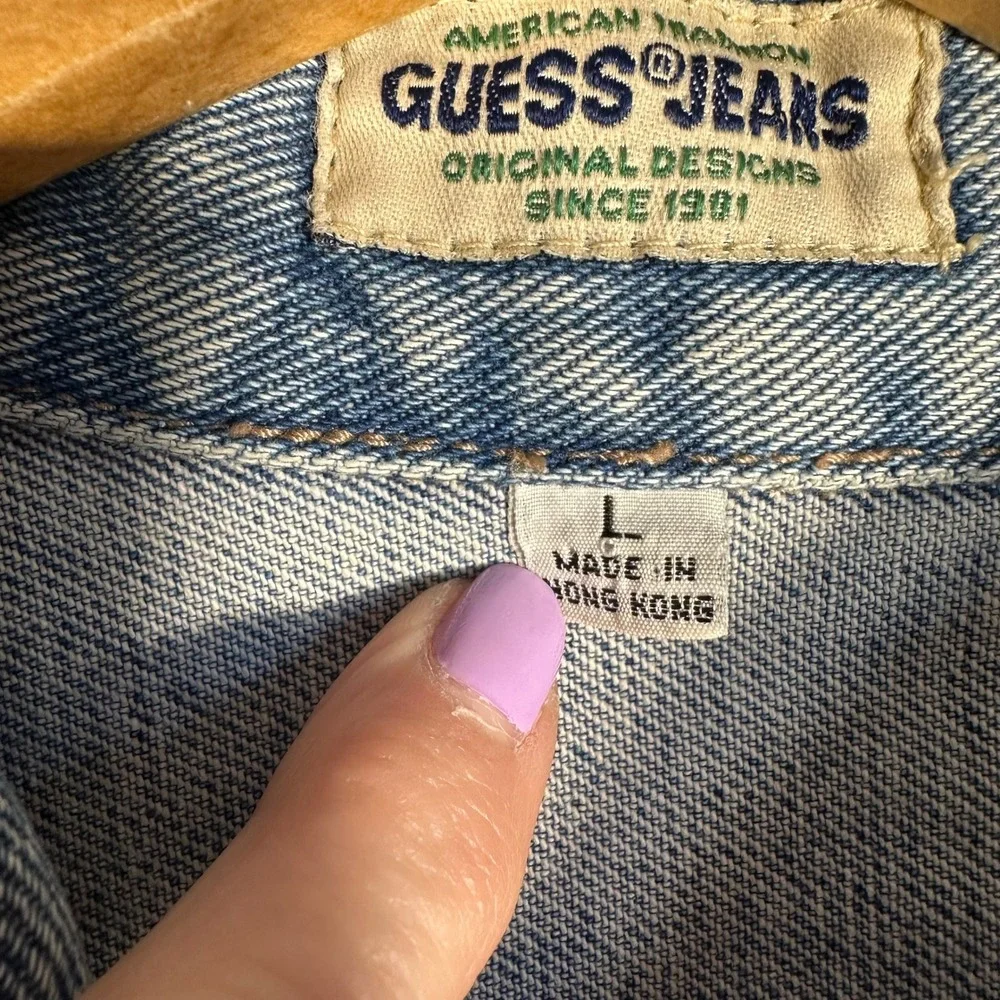 Vintage Guess Jeans‎ Denim Jacket Mens Large  Blue Trucker 10807 Hong Kong